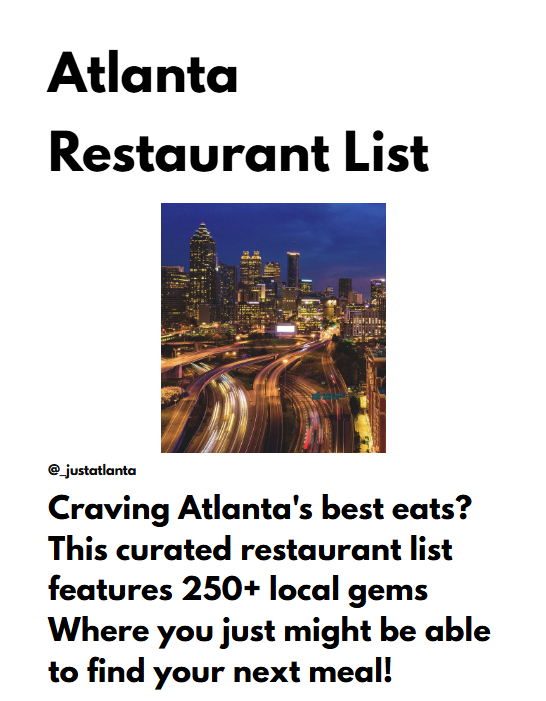Atlanta Restaurant List